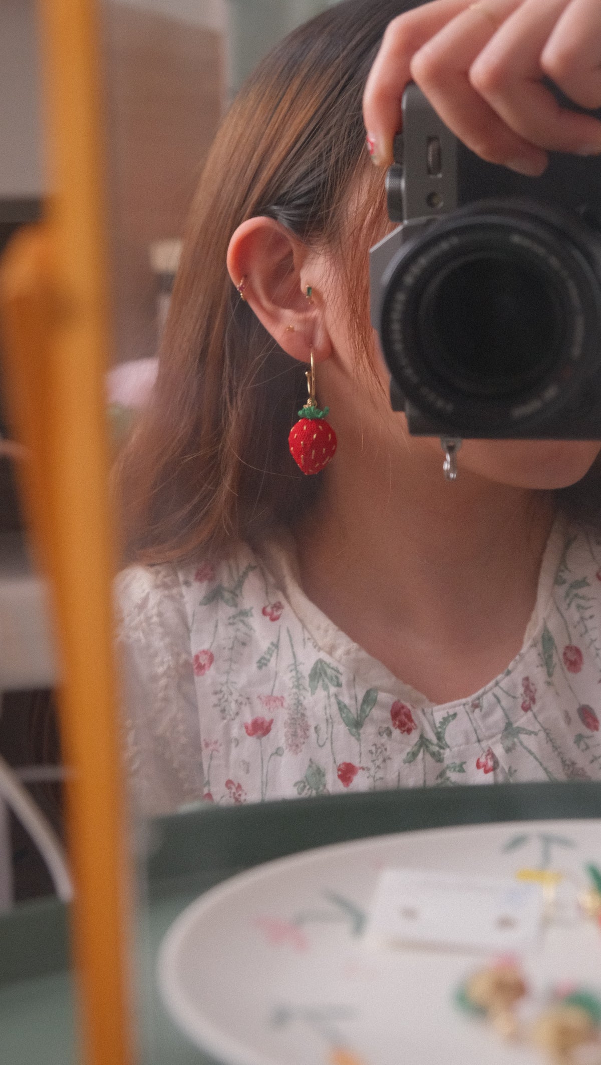 鈎織大士多啤梨耳環・夏日甜美手作(耳針/耳夾可選) Handmade Crochet Large Strawberry Earrings – Sweet Summer Design (Post or Clip-On)