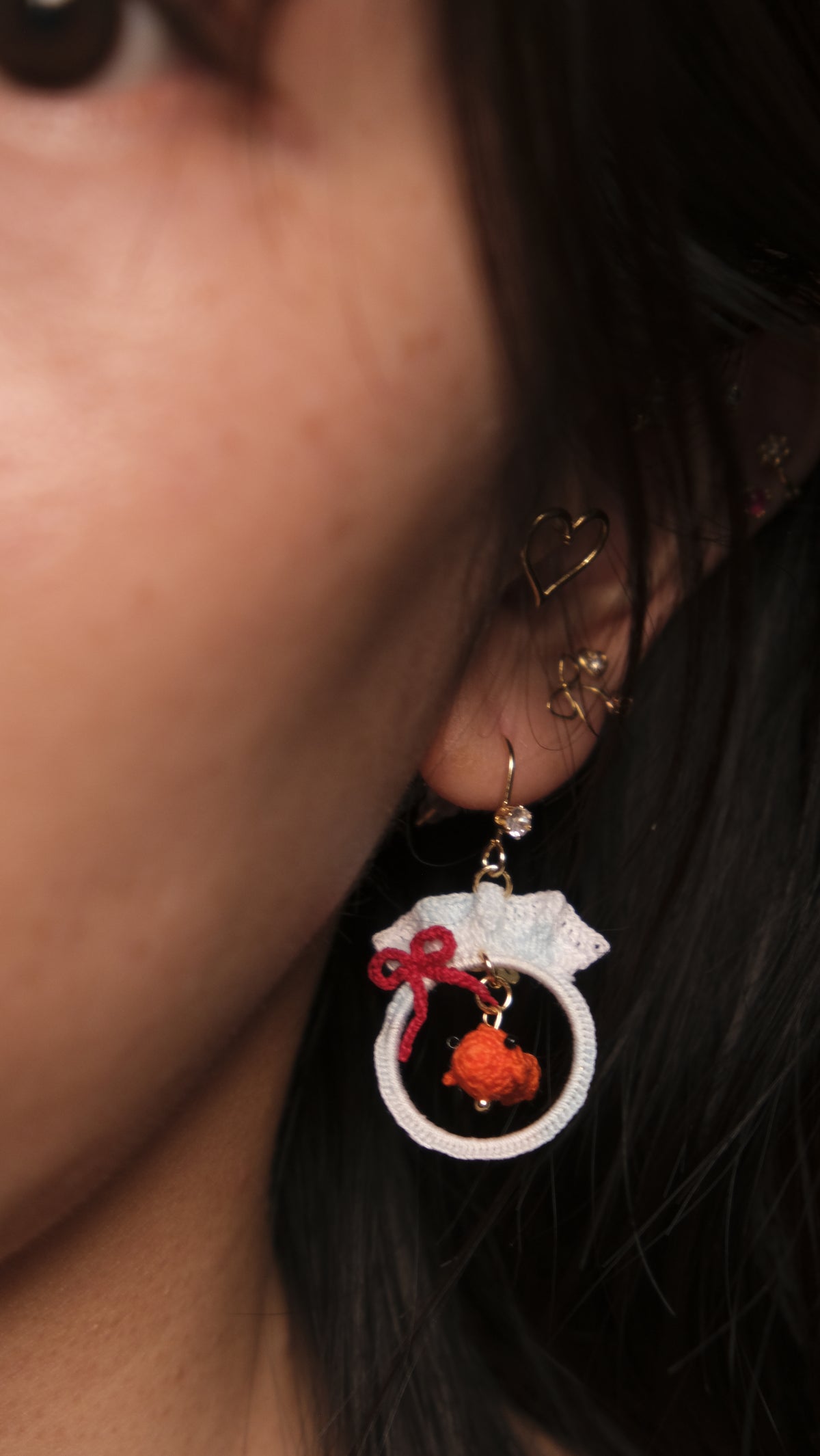 鈎織小金魚耳環・夏日清涼手作 Handmade Crochet Goldfish Earrings – Summer Splash Design