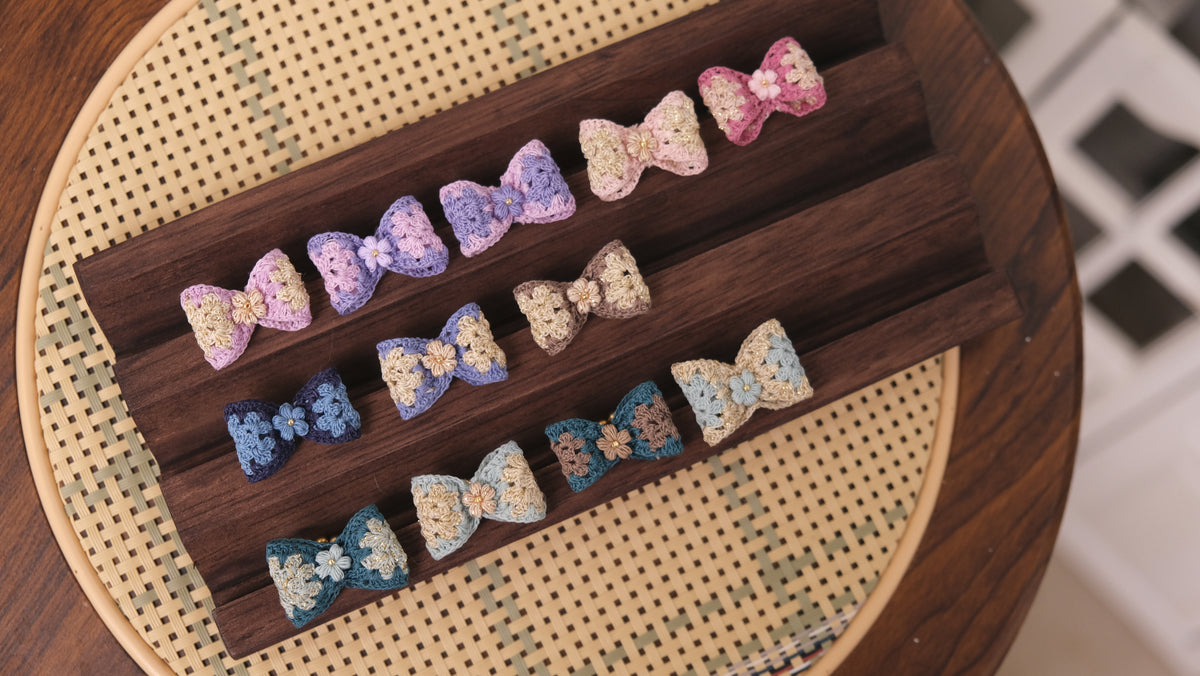 鈎織蝴蝶結耳骨夾・戒指兩用款 (無需耳洞) Crochet Bow Ear Cuff  Ring 2-in-1 No Piercing